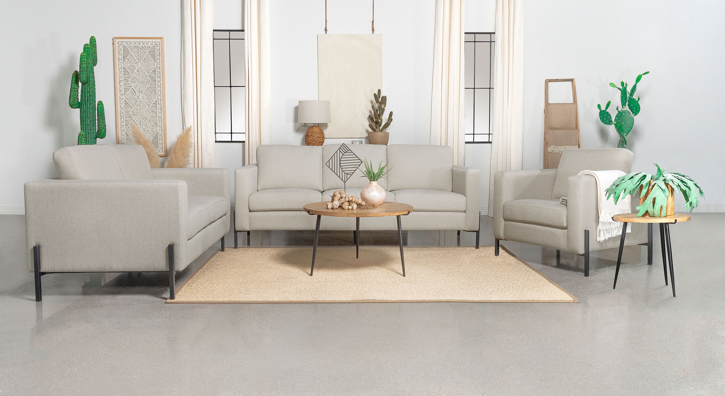 Tilly Upholstered Track Arm Loveseat Oatmeal — view 11