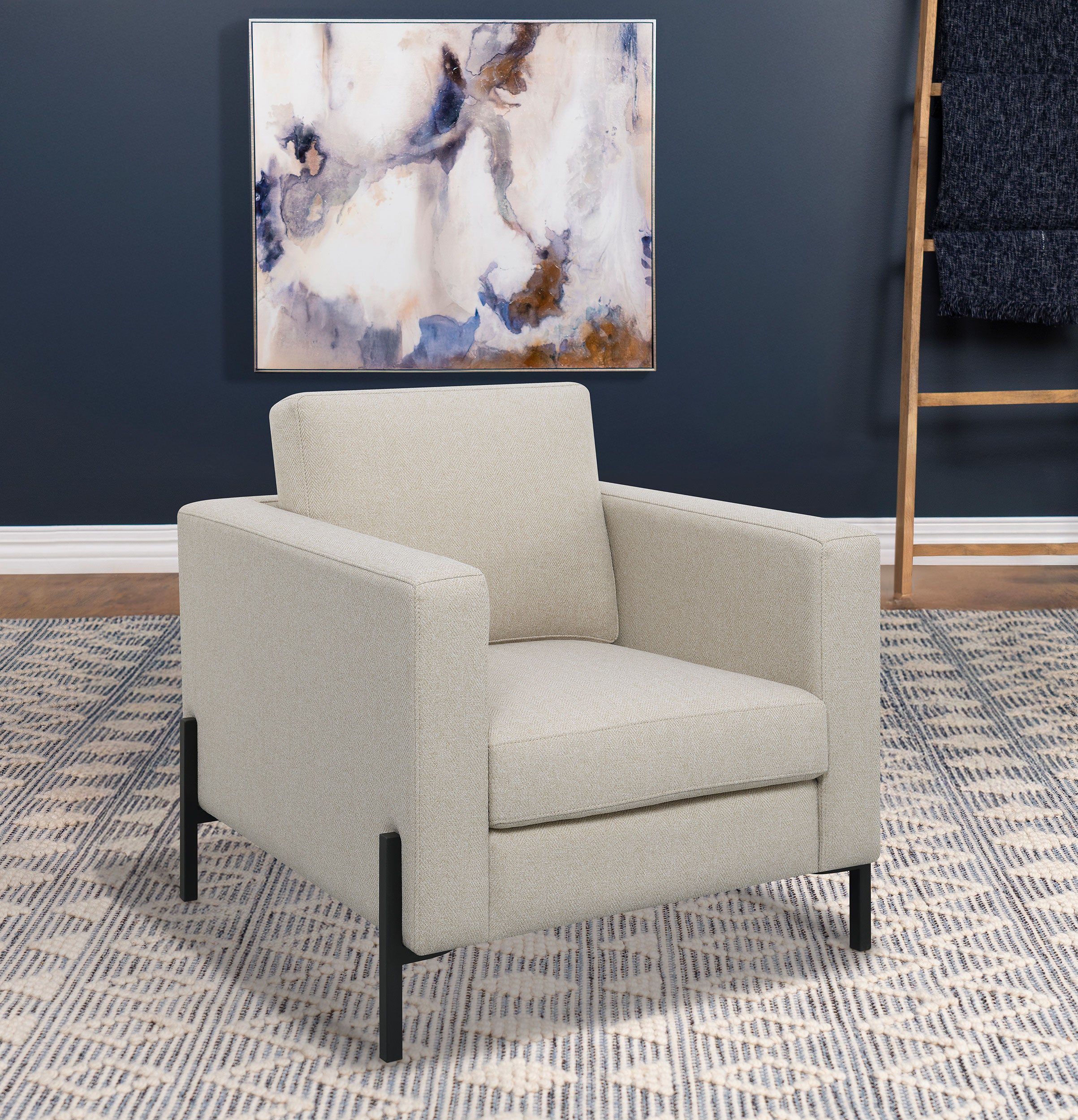 Tilly Upholstered Track Arm Accent Chair Oatmeal — view 2