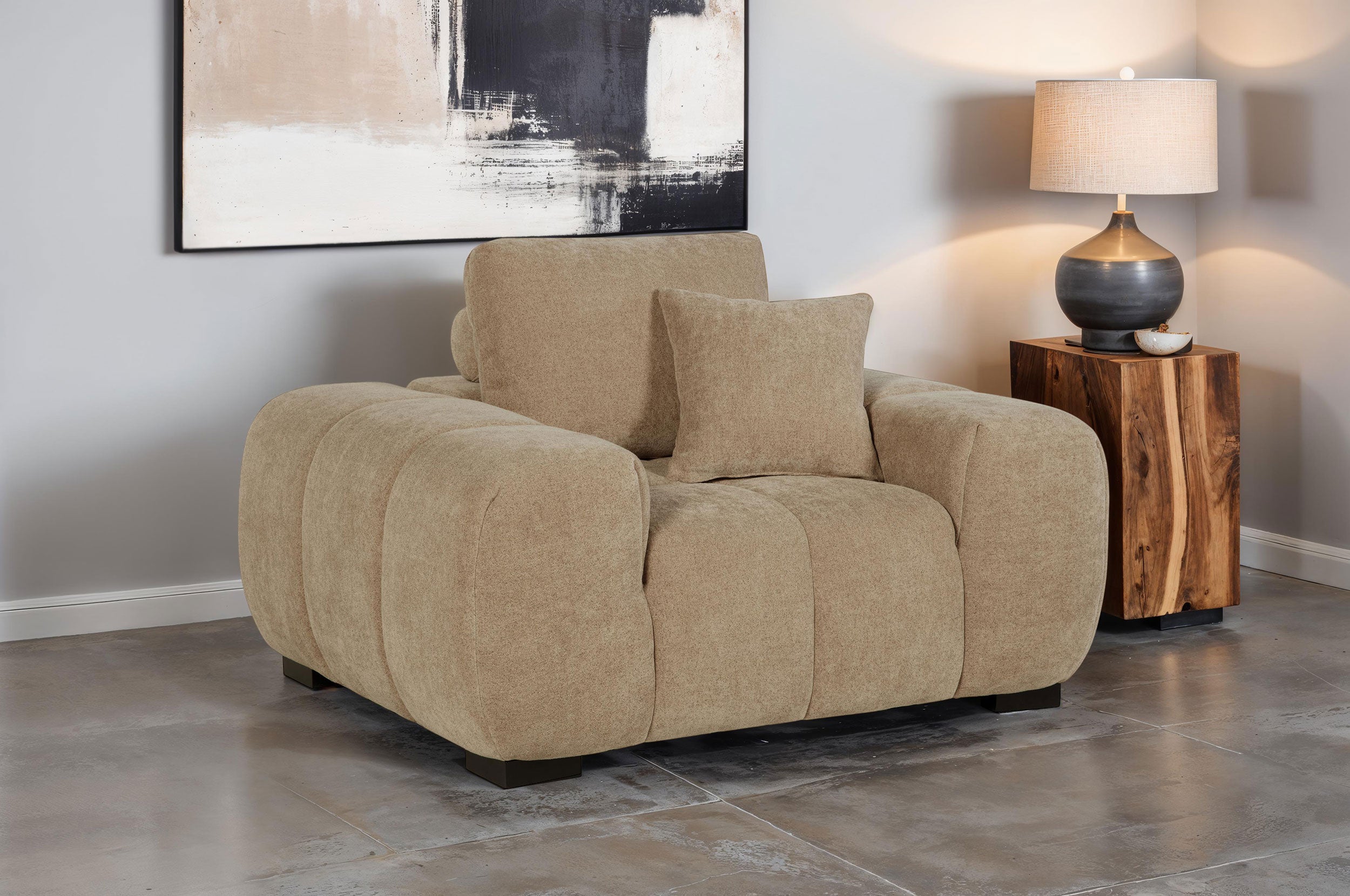 Octavia Upholstered Track Arm Accent Chair Camel — view 2