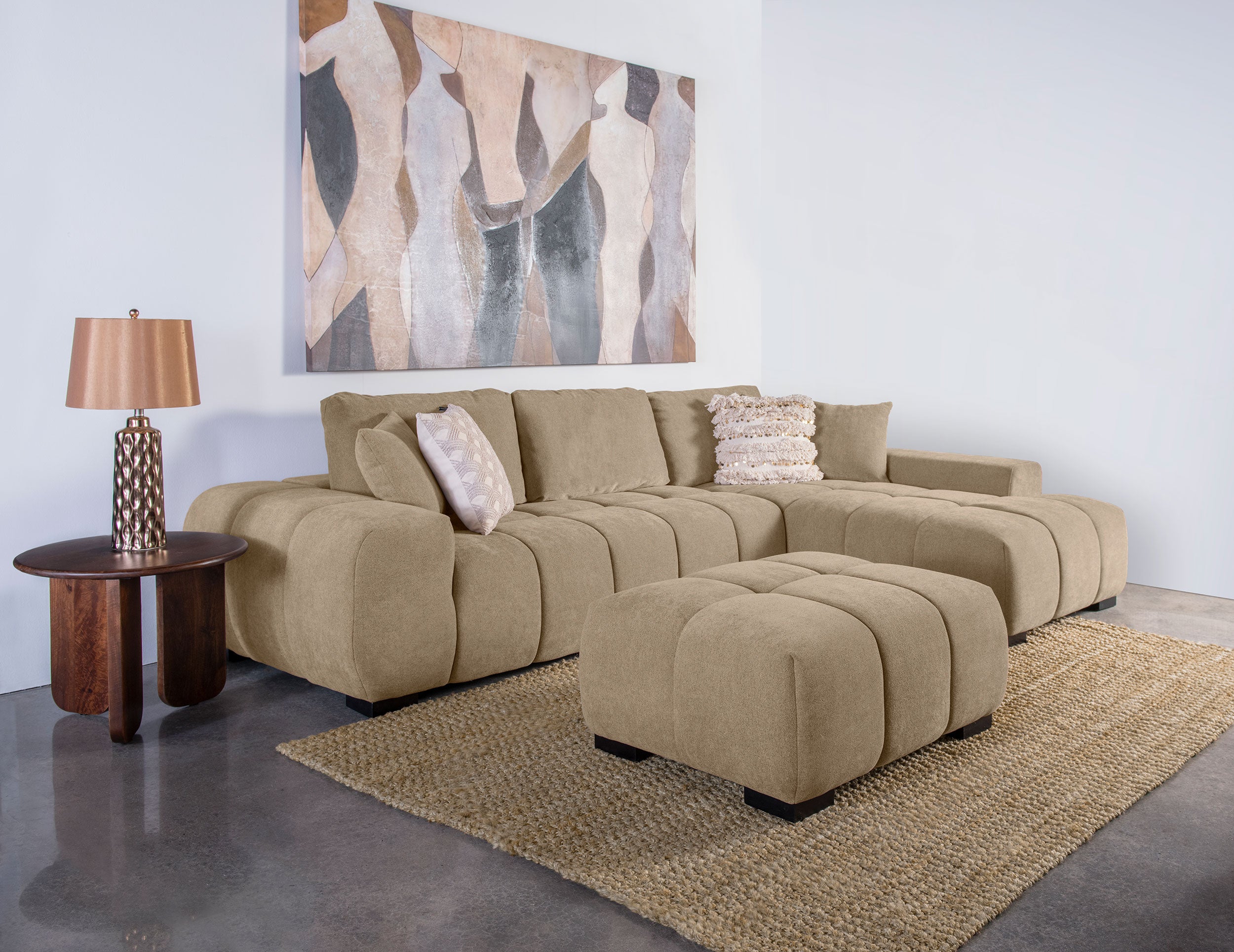 Octavia Upholstered Rectangular Ottoman Camel — view 7