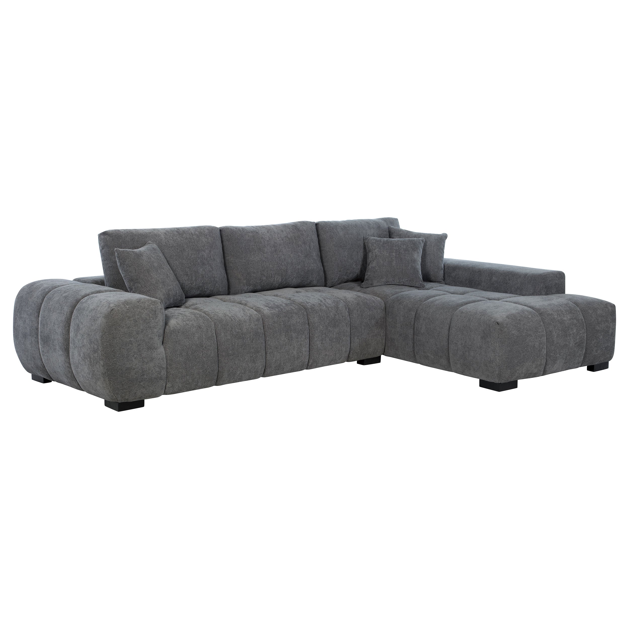 Octavia Upholstered Sectional Chaise Sofa Charcoal Grey — view 1