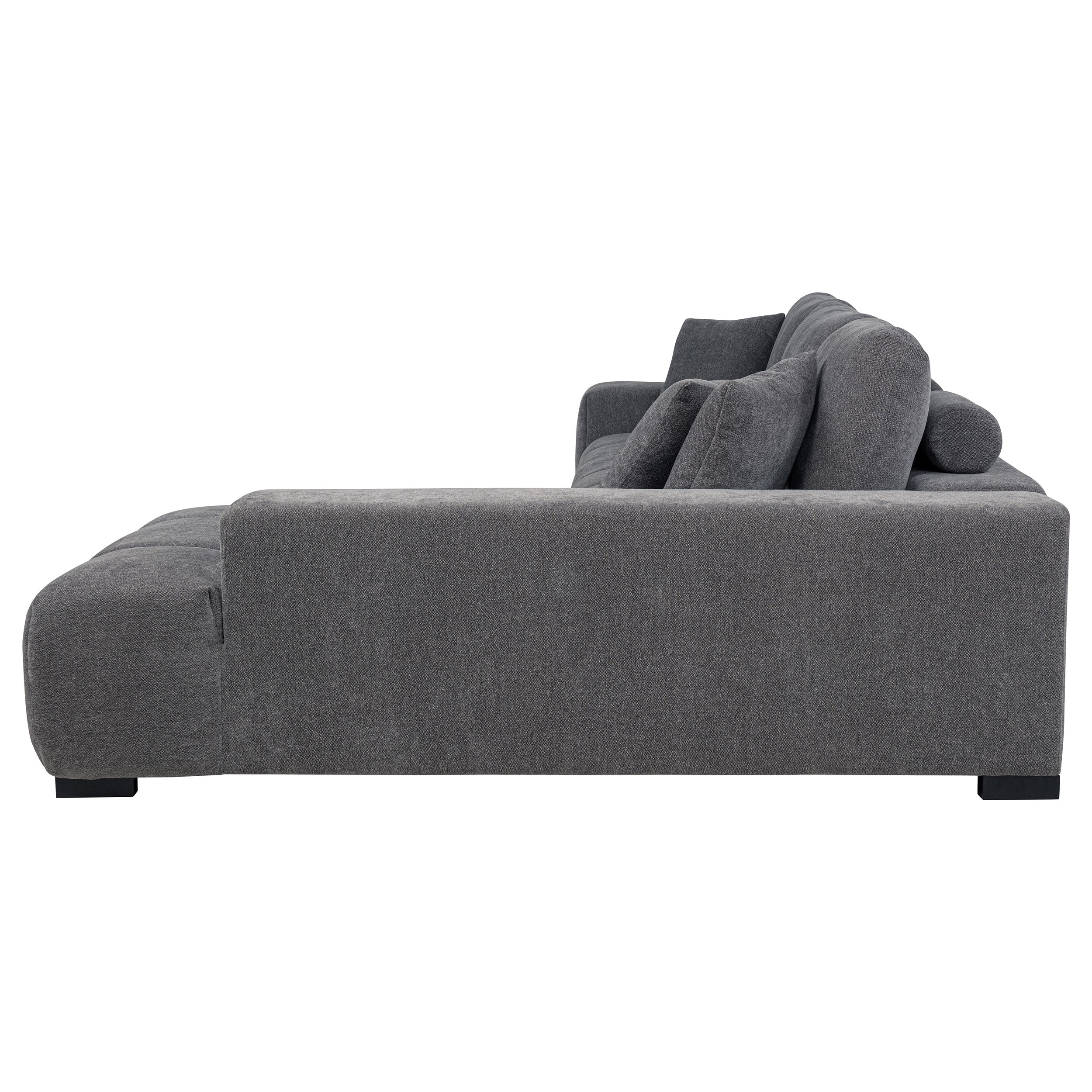 Octavia Upholstered Sectional Chaise Sofa Charcoal Grey — view 4