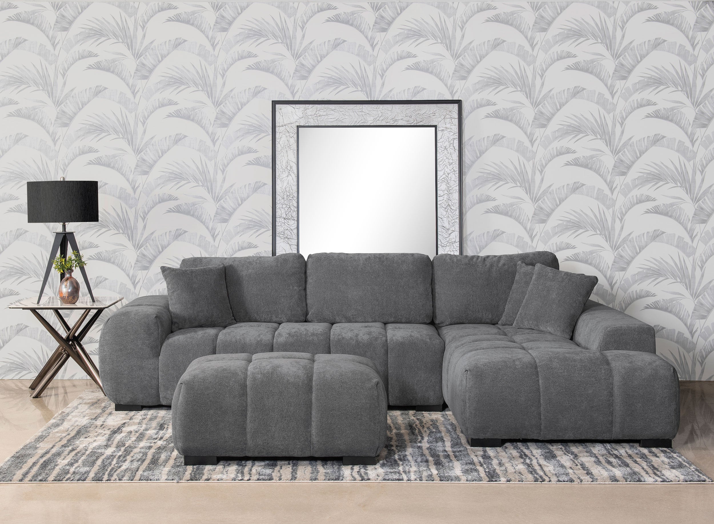 Octavia Upholstered Sectional Chaise Sofa Charcoal Grey — view 10