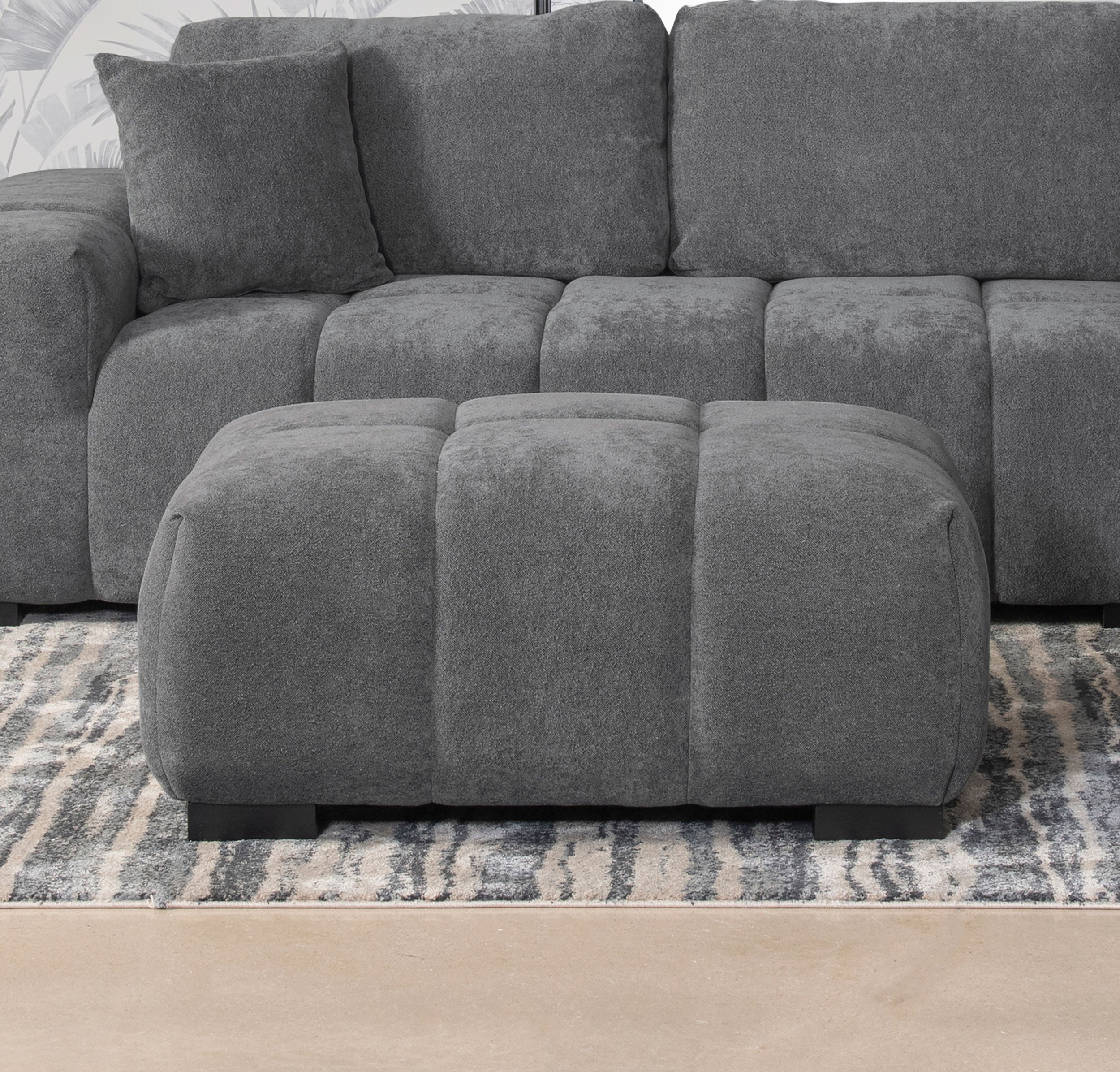 Octavia Upholstered Rectangular Ottoman Charcoal Grey — view 2