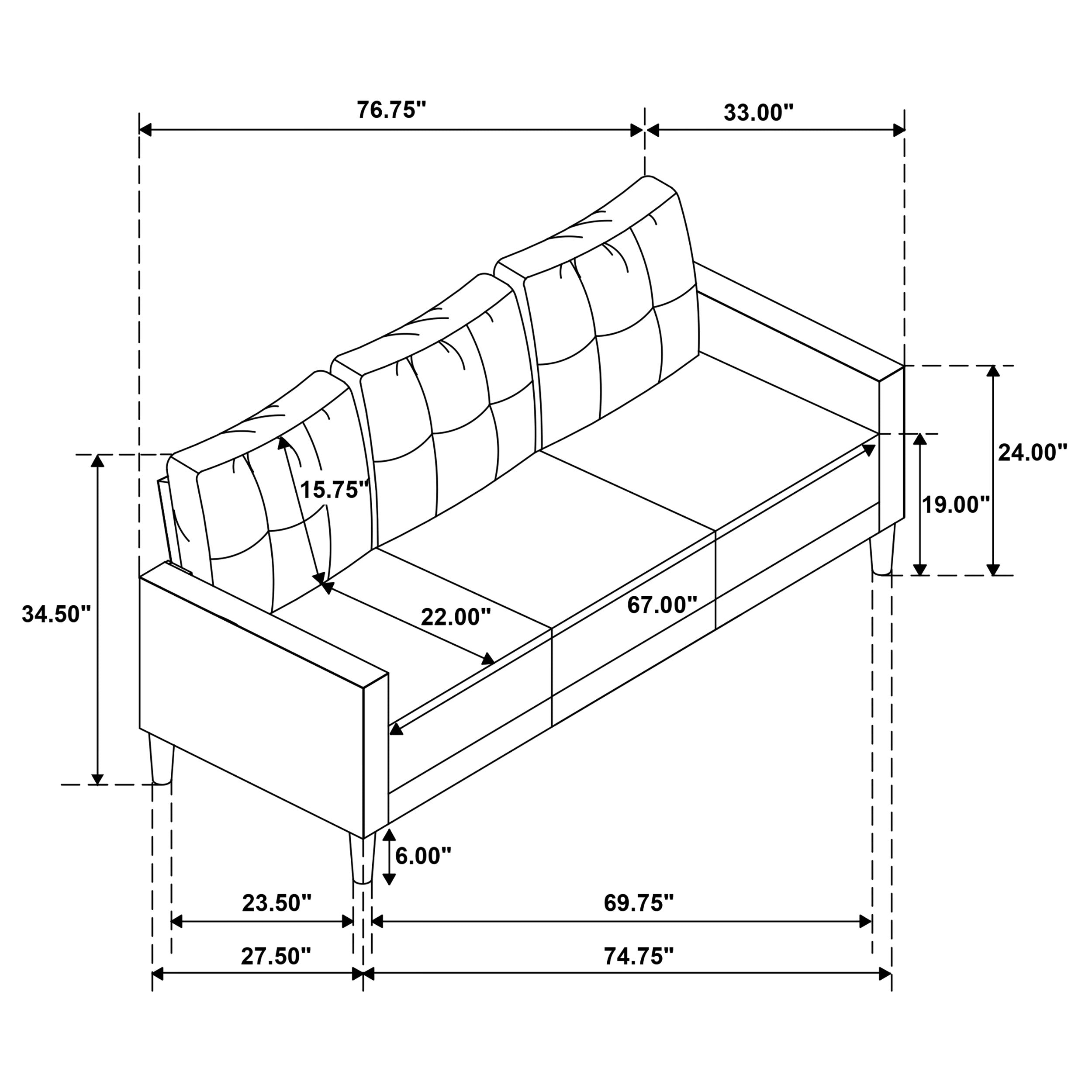 Bowen II Fabric Upholstered Track Arm Sofa Rust — view 11