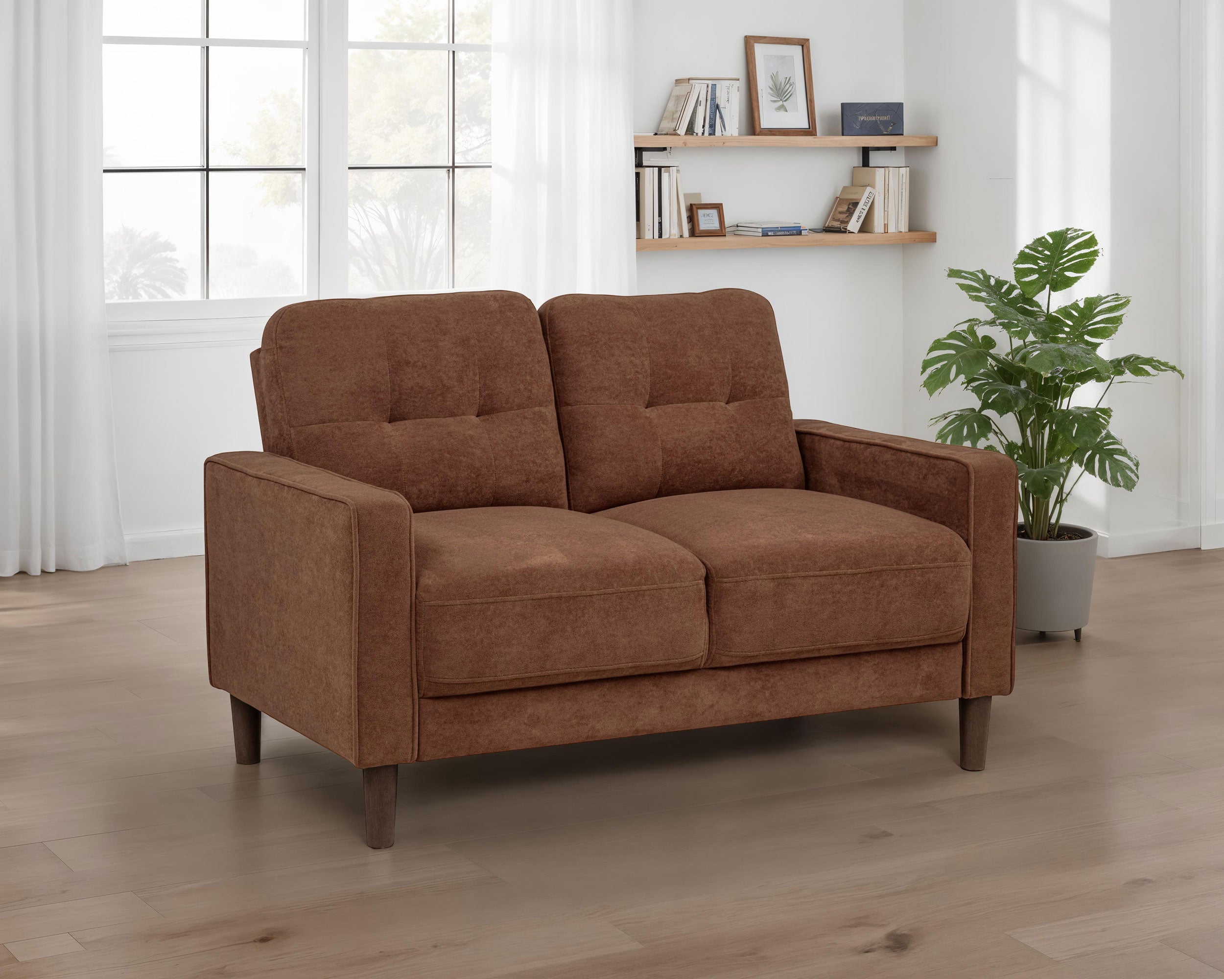 Bowen II Fabric Upholstered Track Arm Loveseat Rust — view 2