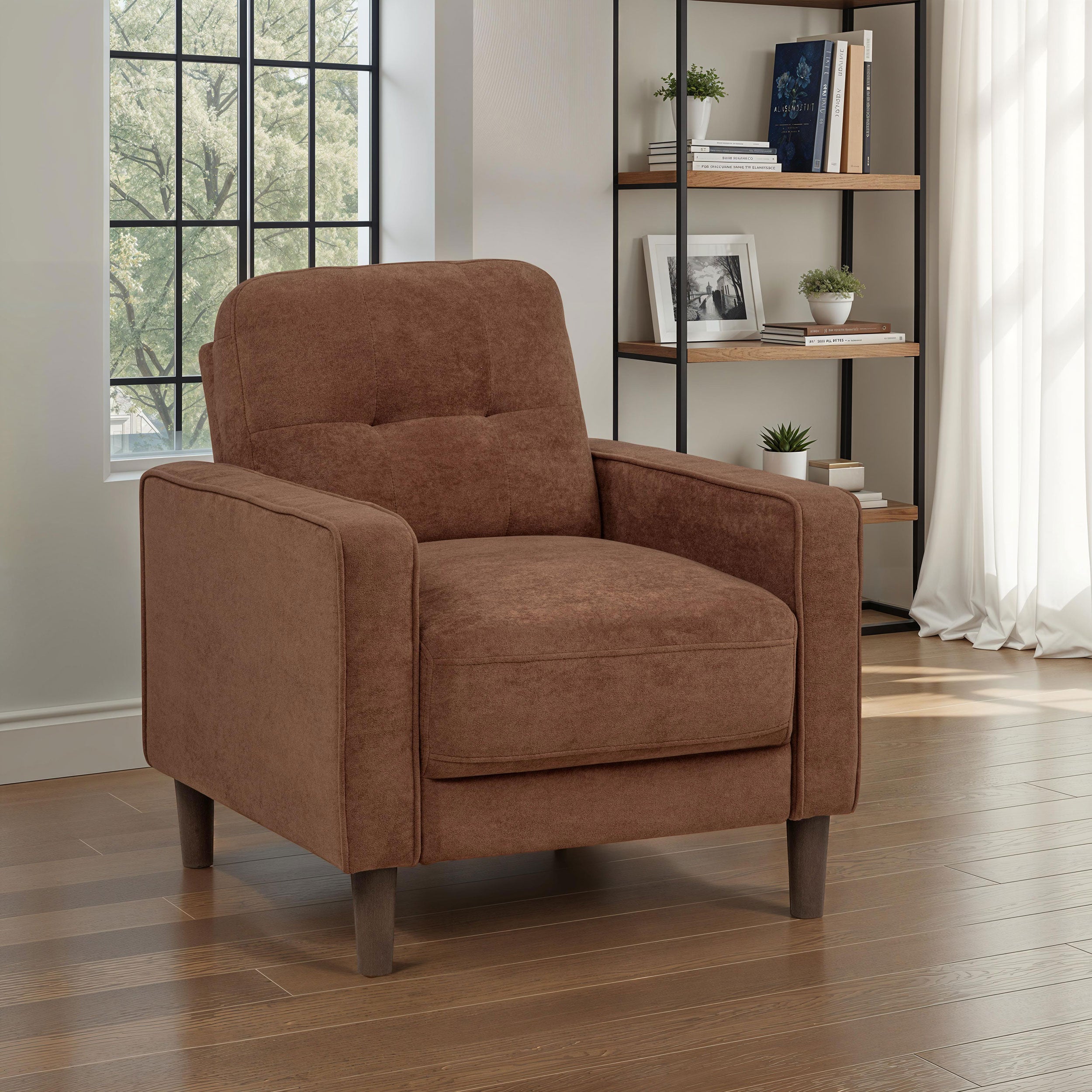 Bowen II Fabric Upholstered Track Arm Accent Chair Rust — view 2