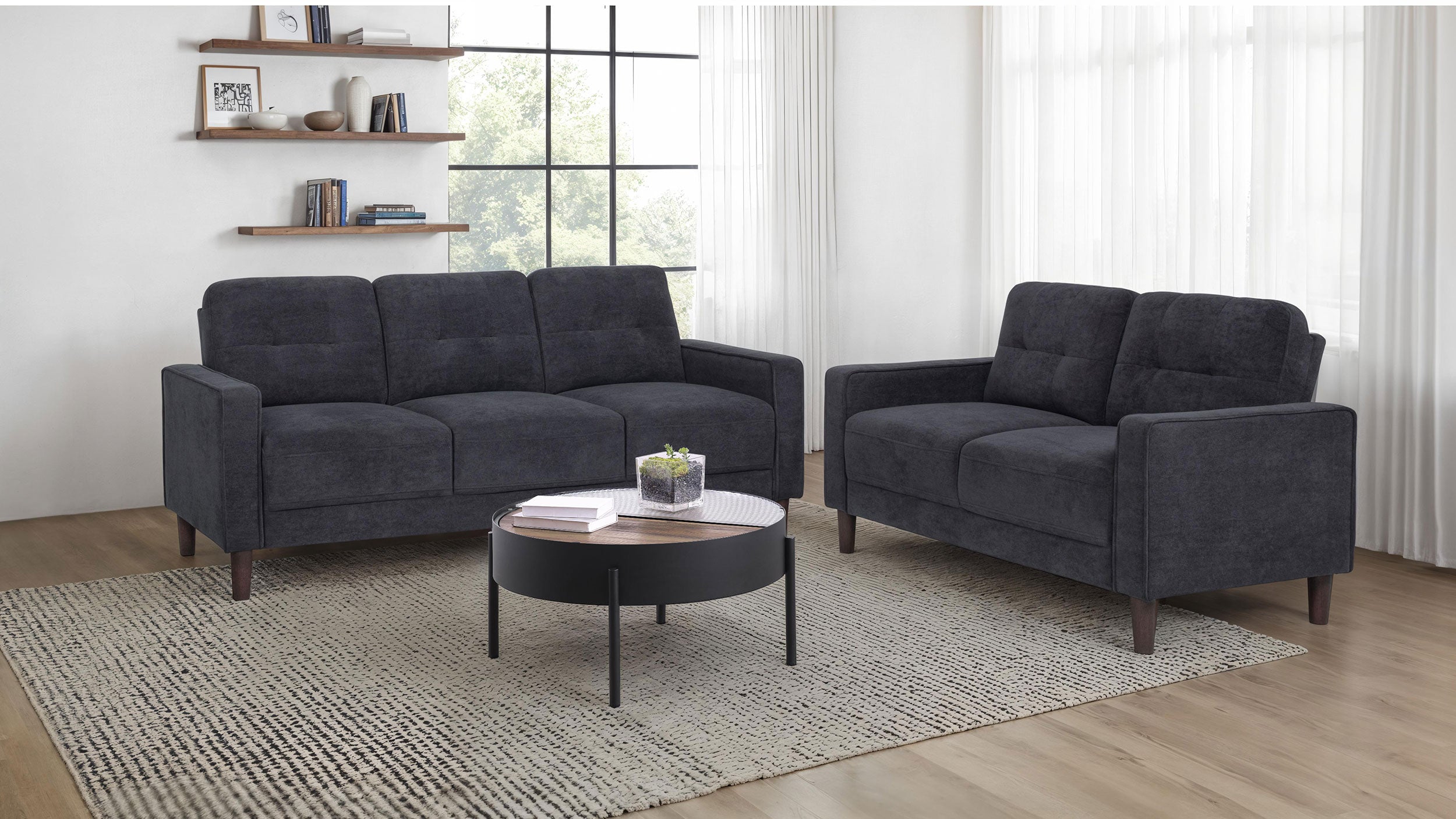 Bowen II 2-piece Upholstered Track Arm Sofa Set Steel Grey — view 1