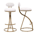 Round Print Bar Stools Upholstered Chairs For Kitchen (Set of 2)