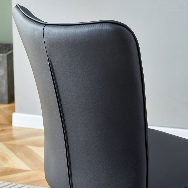 Modern Chair Set 4 Pieces With Vertical Backrest Design For Kitchen And Living Rooms - Black