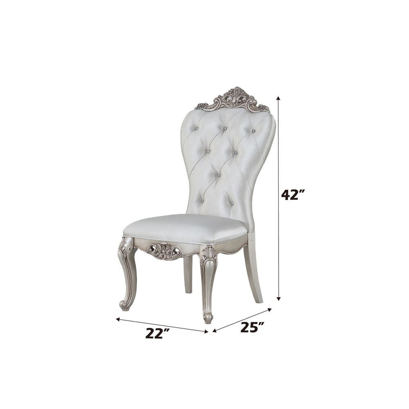 Gorsedd - Side Chair (Set of 2) - Cream Fabric & Antique White - Atlantic Fine Furniture Inc