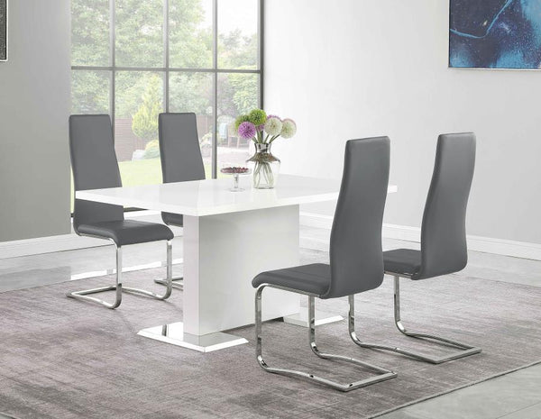Anges - 5 Piece Dining Set - White High Gloss And Gray