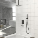 12" Ceiling Mount Shower System With Waterfall Tub Spout And Rough In Valve - Matte Black