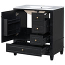 30" Bathroom Vanity With Sink, 1 Door With Shelf And 3 Drawers, Soft Close Door - Black