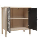 2 Door Carved Storage Cabinet With Adjustable Shelf, Accent Furniture