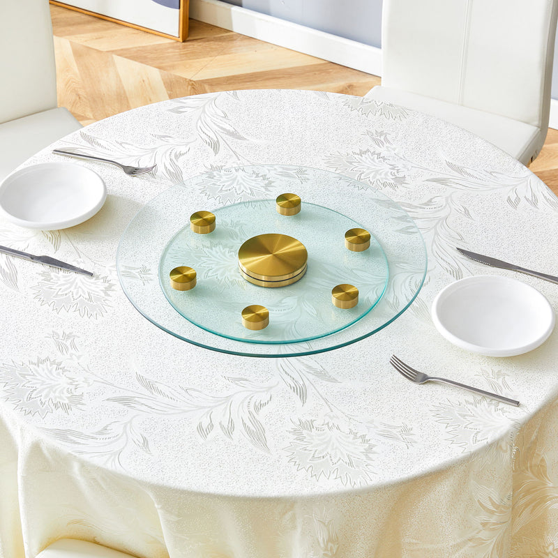 Double Layer Rotatable Round Glass Plate - Gold / Transparent