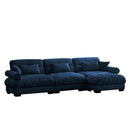 Modern Sectional Sofa With Ottoman, Round Bolster Armrests, Waist And Throw Pillows