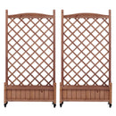 Raised Garden Bed With Trellis 2 Pack, Outdoor Planter Box & Plant Stand With Climbing Racks - Brown