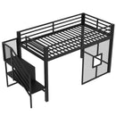 Twin Low Loft Bed Frame With Storage Staircase - Black