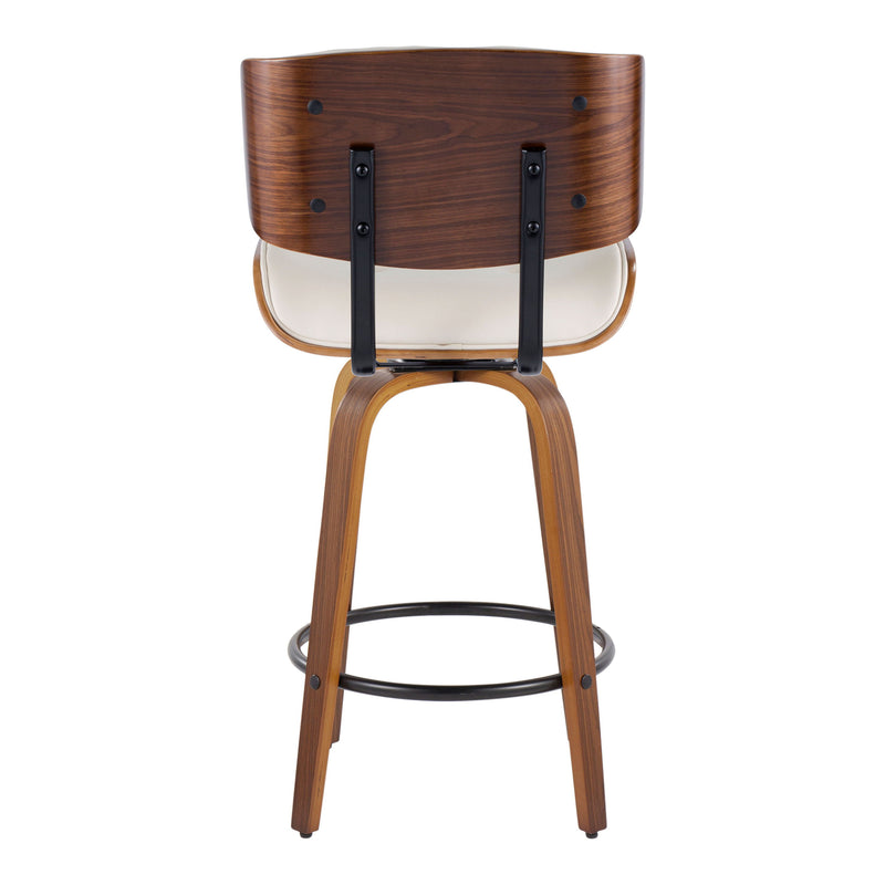 Lombardi - Mid-Century Modern Fixed Height Counter Stool With Swivel With Round Footrest (Set of 2)