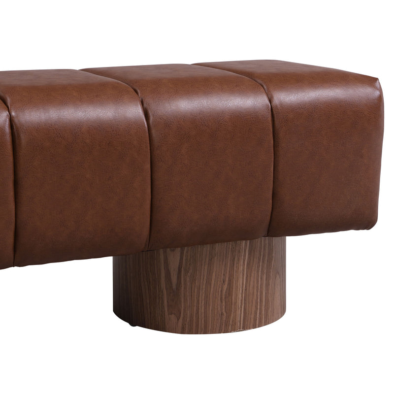 Upholstered Dining Bench For Dining Room, End Of Bed Entryway Bench Ottoman For Bedroom Living Room - Brown