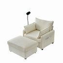 Comfy Corduroy Oversized Chaise Lounge Chair With Ottoman And Storage
