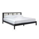 King Bed With Rattan Panel Headboard - Black