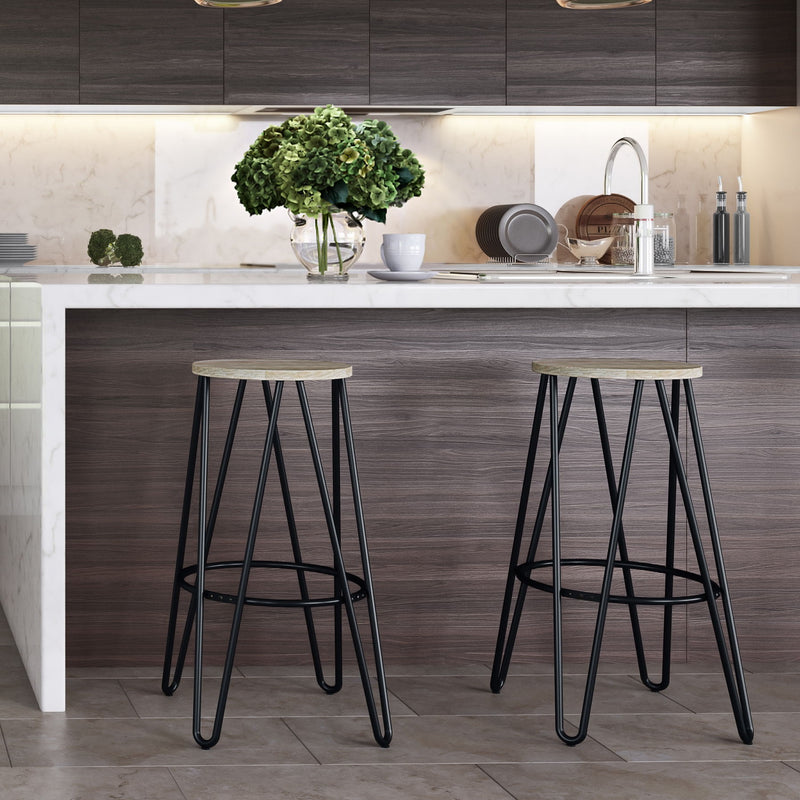 Simeon - Multifunctional Metal Stool With Wood Seat