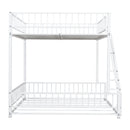 Bunk Bed Frame With Ladder And Safety Guardrails