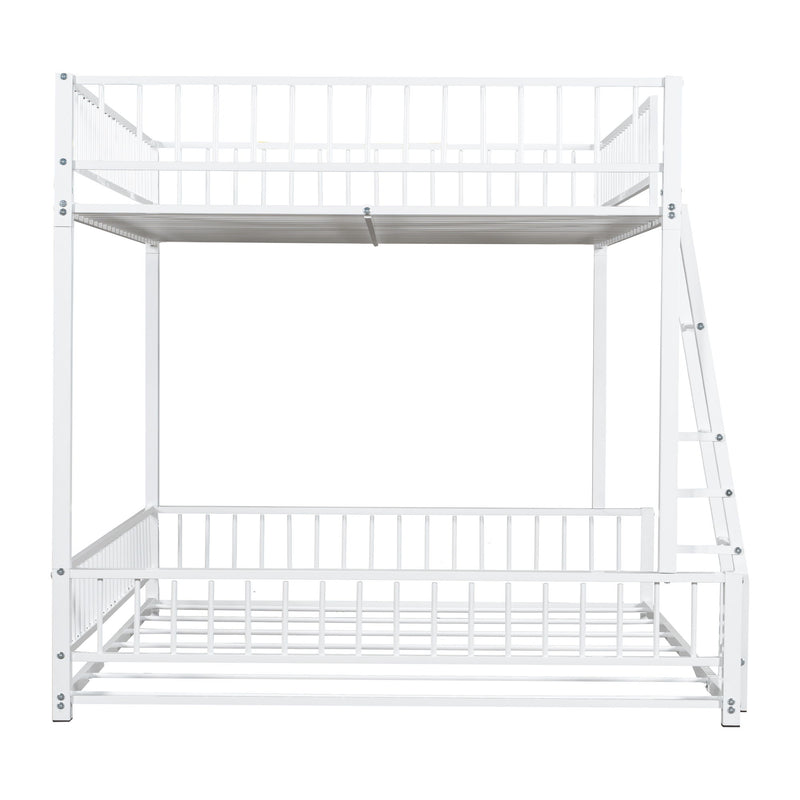 Bunk Bed Frame With Ladder And Safety Guardrails