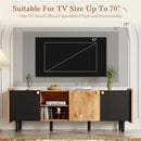 Mid Century TV Stand & 3 Cabinets, Media Console Table For Tvs Up To 70'', Entertainment Center With Storage For Living Room - Black / Brown