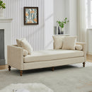 Upholstered Chaise Lounge Indoor With Nailheads, Sleeper Sofa Couch With 4 Throw Pillows & 2 Bolsters, Daybed With Rubberwood Legs
