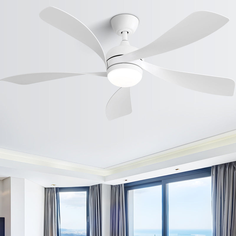 Modern Ceiling Fan With 3 Color Dimmable Light 5 ABS Blades Smart Remote Control Reversible Dc Motor