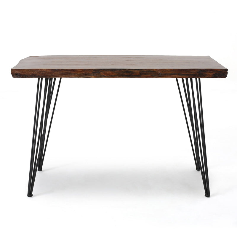 Modern Industrial Faux Live Edge Dining Table With Hairpin Legs - Natural