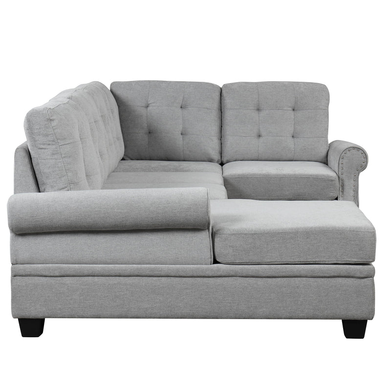 Modern U-Shaped Corner Sectional Sofa Upholstered Linen Sofa Couch For Living Room