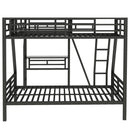 Twin Over Full Bunk Bed With Loft And Desk, L-Shaped Design For 3 Sleepers - Black