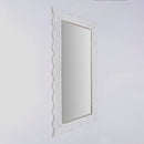 Handcarved Wave Design Rectangle Mirror Accent Enhancing Space - Antique White