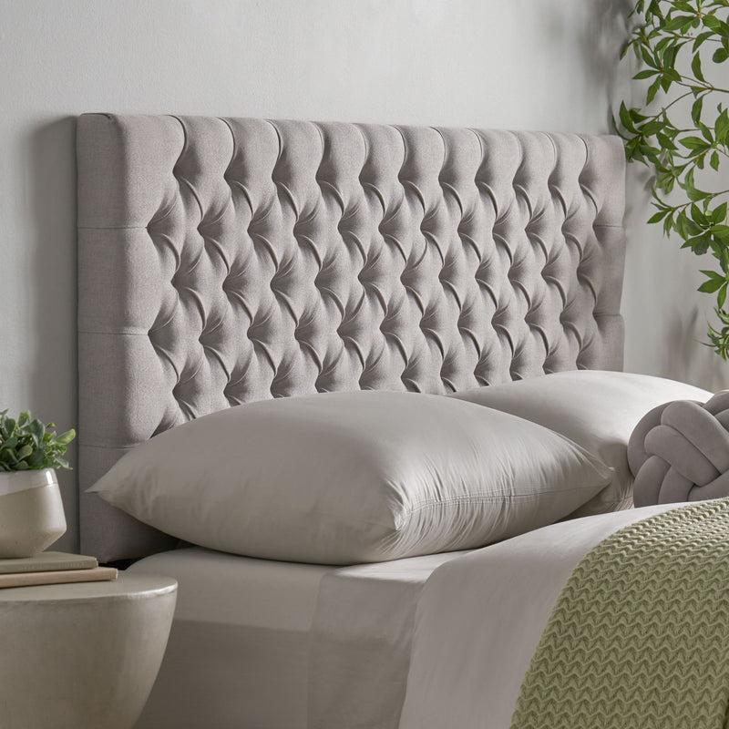 Queen Size Headboard With Button Tufting - Light Gray