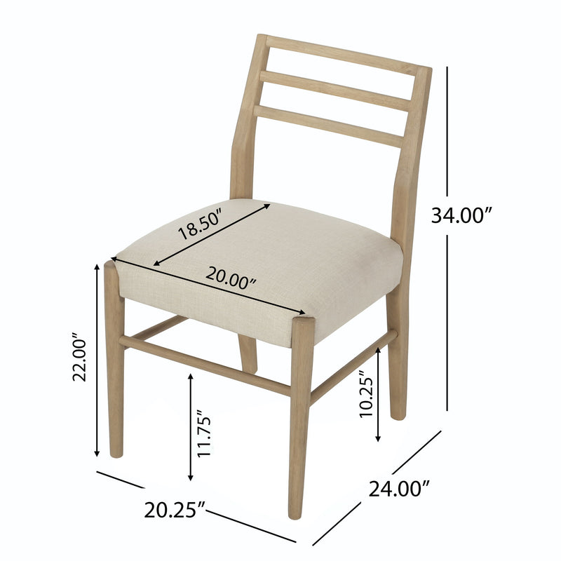 Farmhouse Style Dining Chair Set With Ladder Back Design