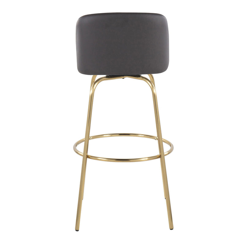 Toriano - Contemporary Fixed Height Barstool With Swivel And Round Footrest (Set of 2)