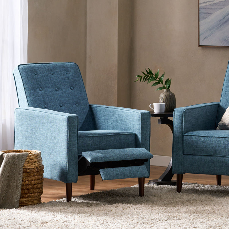 Mid-Century Modern Recliner With Button Tufted Waffle Stitch