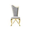 Gorgeous Streamlined High Back Fabric Stainless Steel Dining Chair (Set of 2) - Gold / Gray