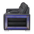 Yamein - Power Reclining Loveseat With Bookcase Arms And LED Lights - Charcoal