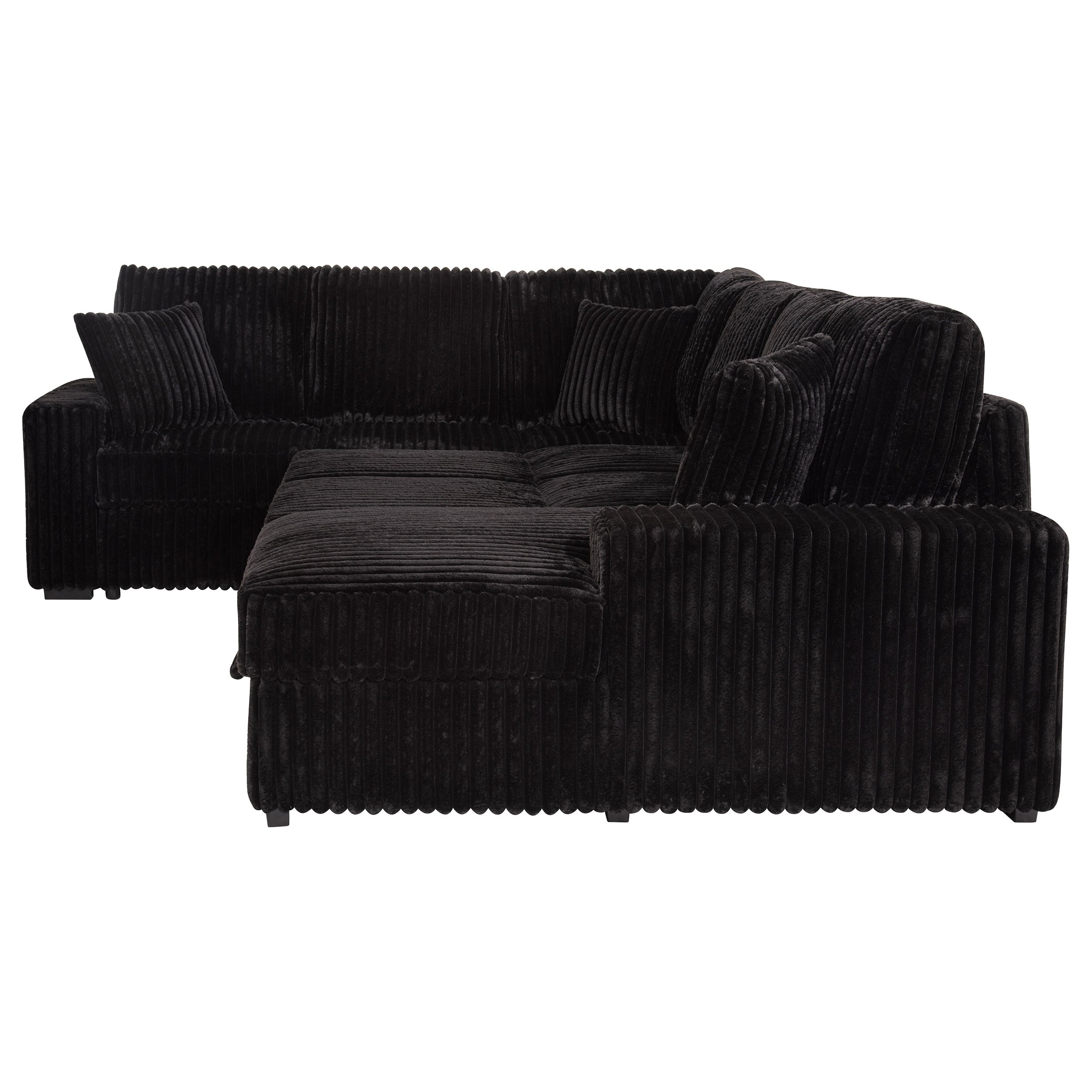 Devonshire Sleeper Sectional Sofa Storage Chaise Black — view 10