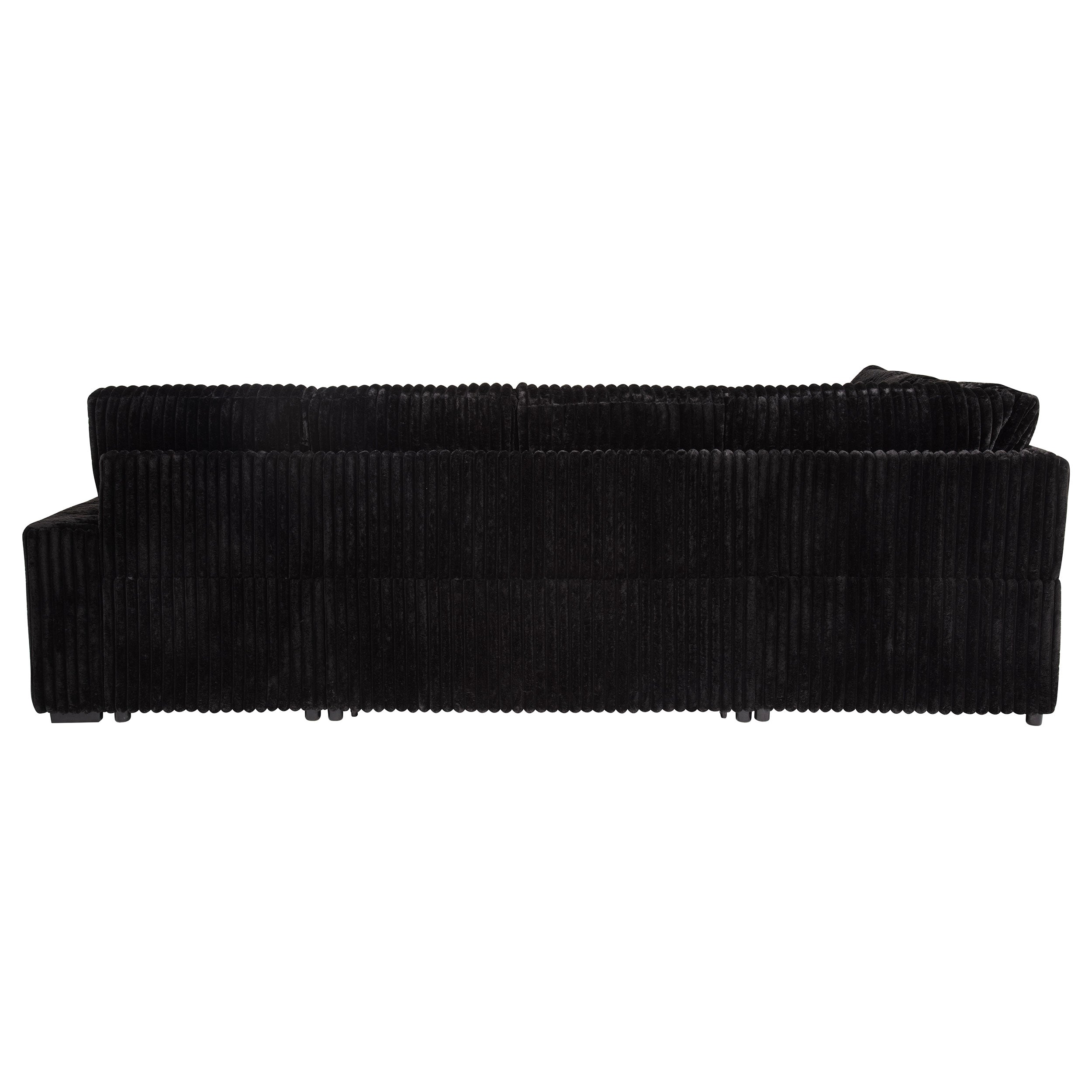 Devonshire Sleeper Sectional Sofa Storage Chaise Black — view 11