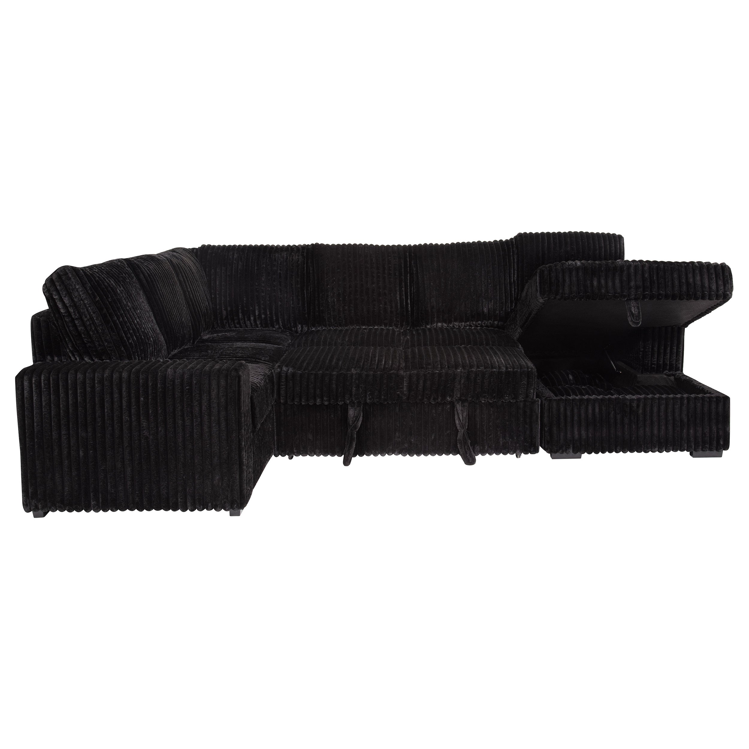 Devonshire Sleeper Sectional Sofa Storage Chaise Black — view 15