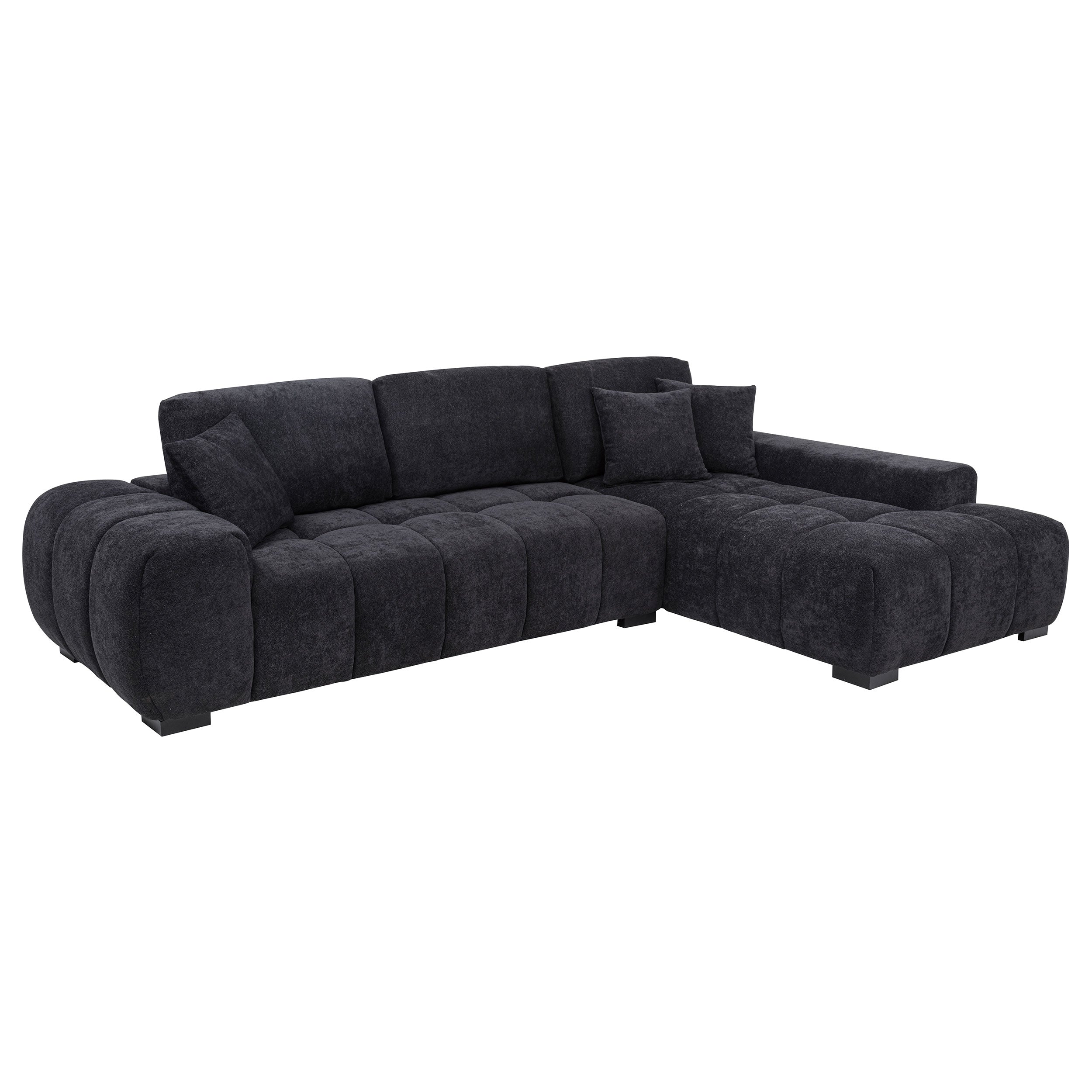 Octavia Upholstered Sectional Chaise Sofa Black — view 1