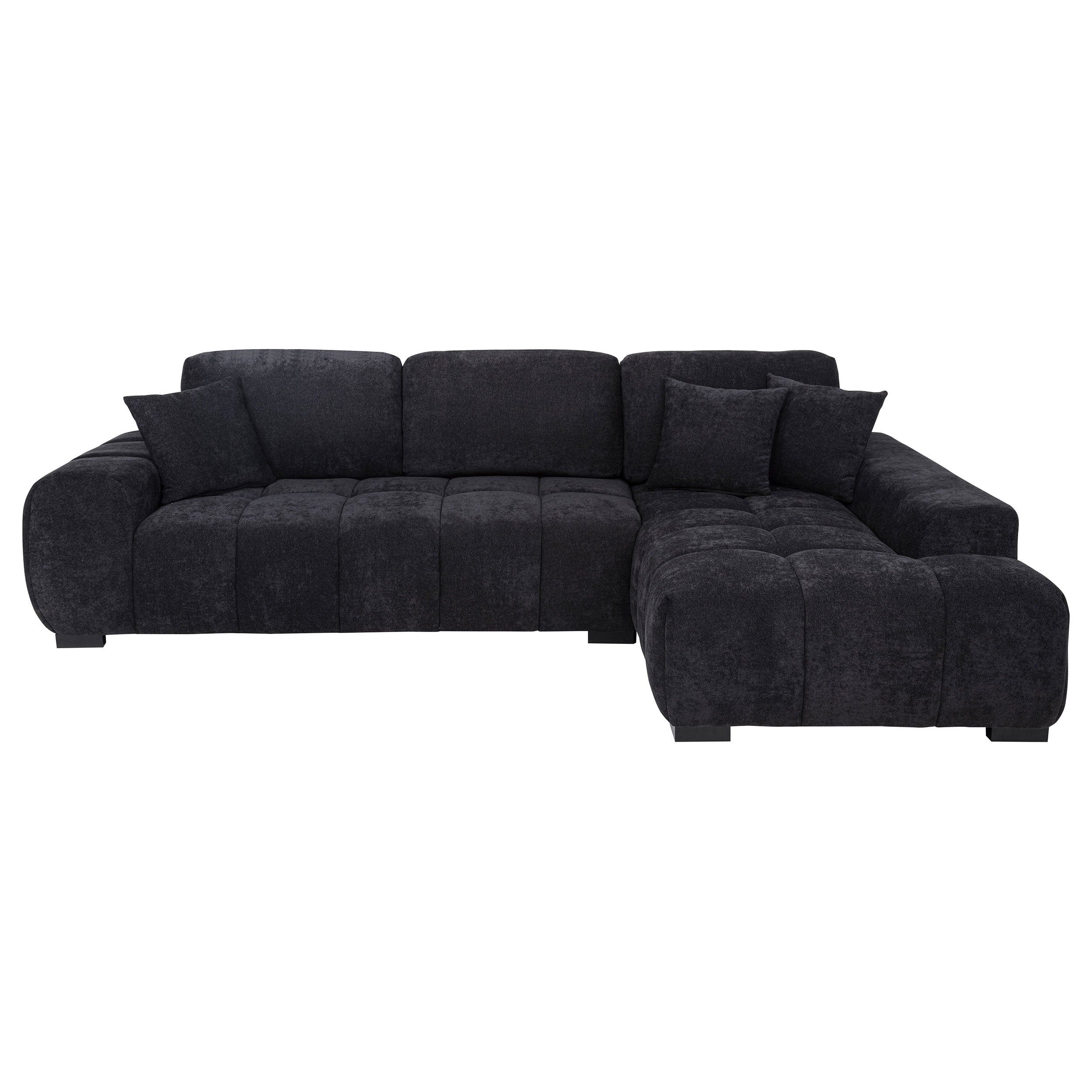 Octavia Upholstered Sectional Chaise Sofa Black — view 3