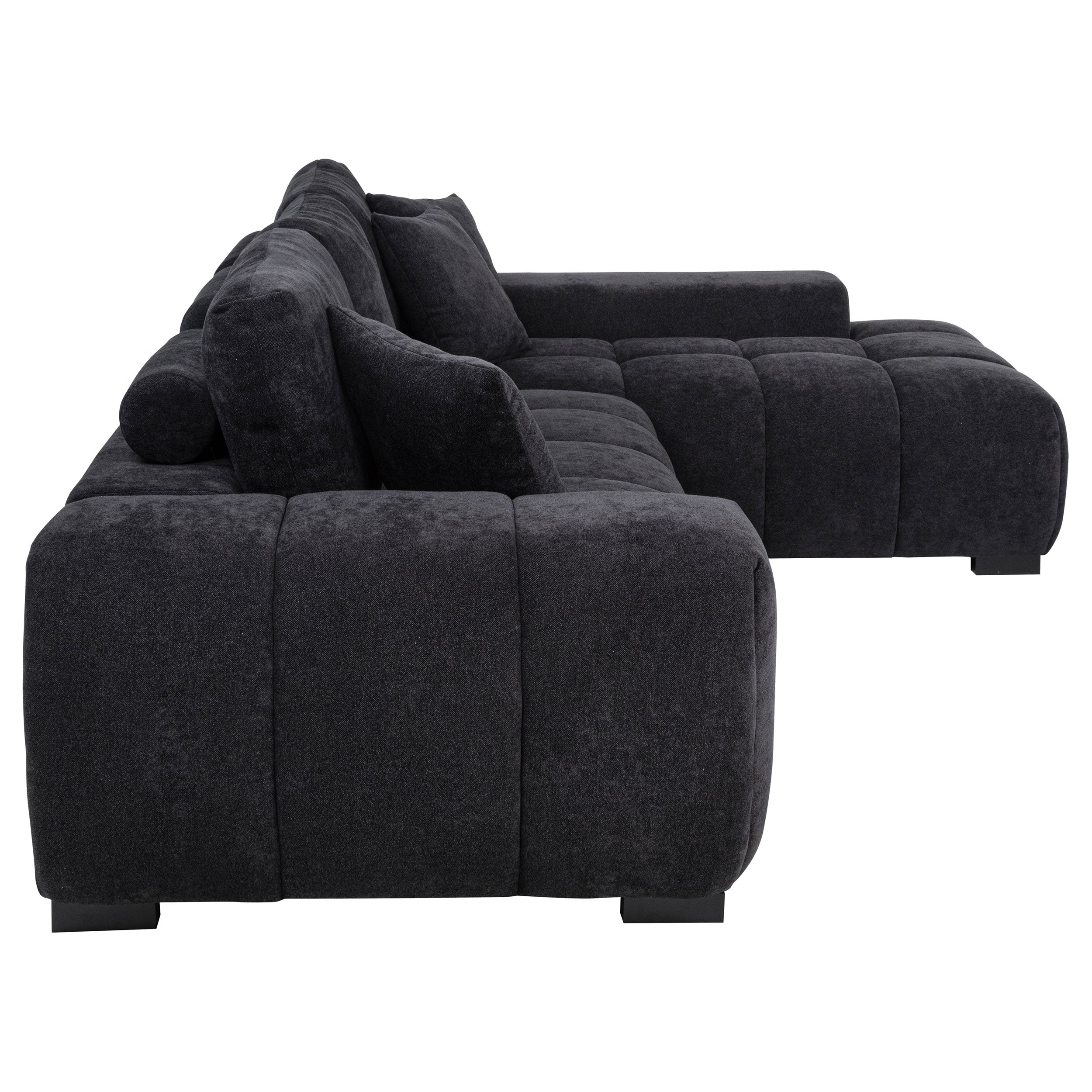 Octavia Upholstered Sectional Chaise Sofa Black — view 6