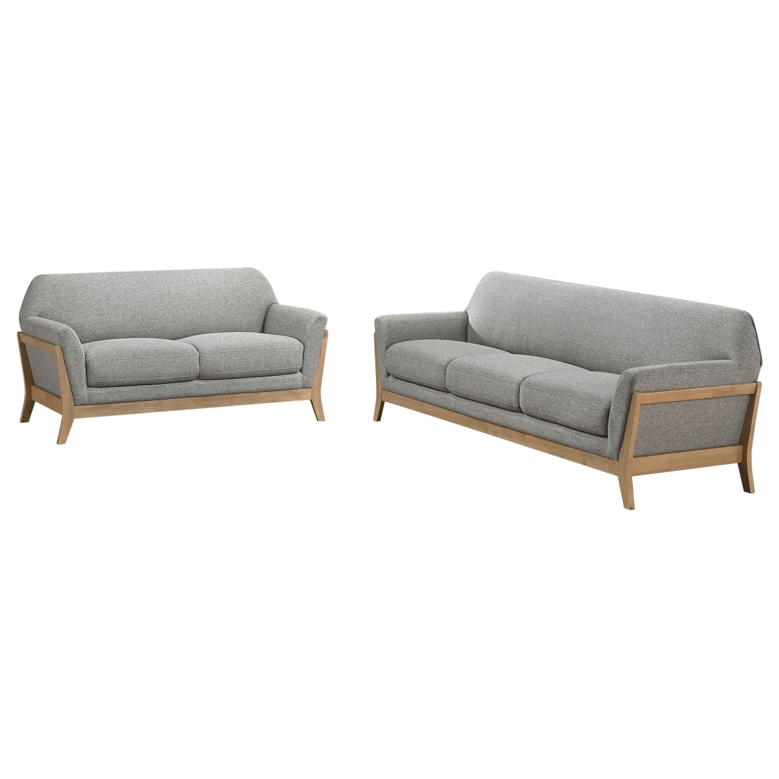 Vaughn 2-piece Fabric Upholstered Flared Arm Sofa Set Grey — view 2